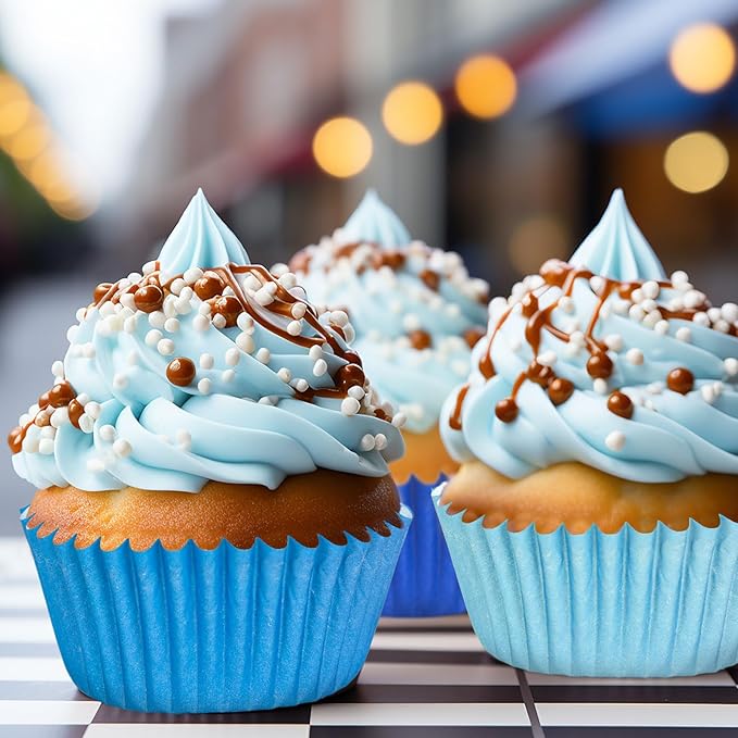 Whaline 600Pcs Blue Cupcake Liners Gradient Blue Baking Cups Holders Cupcake Wrappers Muffin Liners