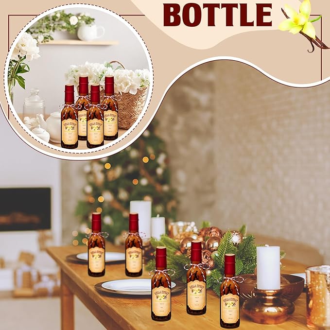 Tioncy 16 Pcs Vanilla Extract Bottles for Homemade Vanilla Jar Glass Bottle with Cap, Shrink Band
