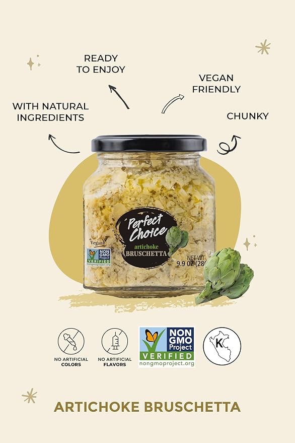 Perfect Choice Variety Pack - Delicious Artichoke Bruschetta, Sun-Dried Tomato Bruschetta &