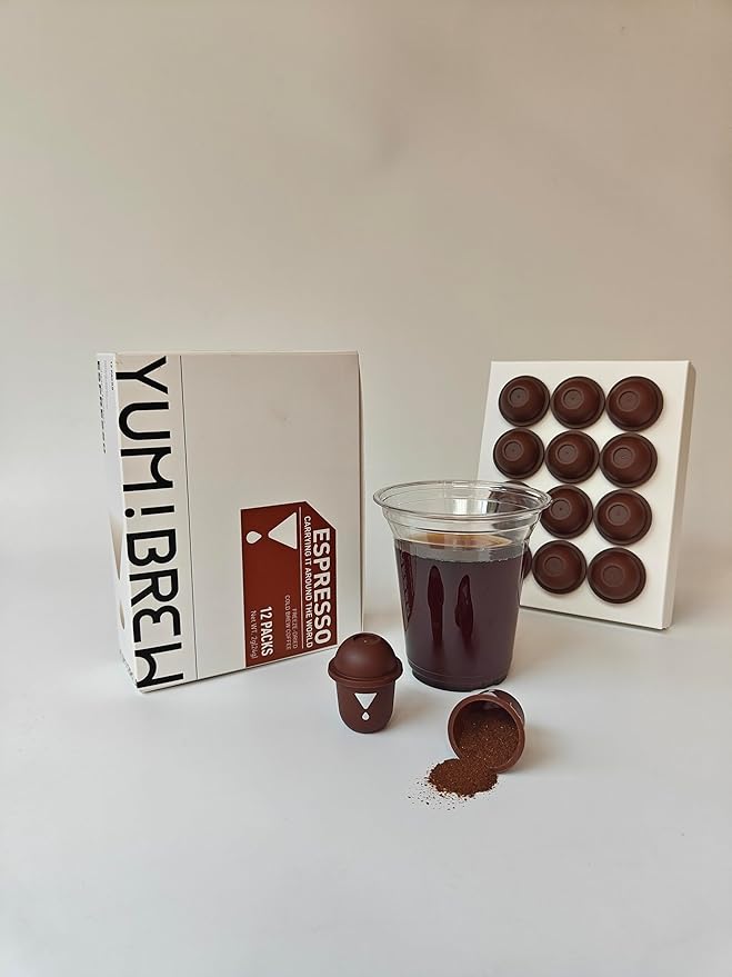 Yum!Brew Instant Espresso Coffee – Freeze-Dried Arabica from Yunnan | 12 Single Servings | Bold &