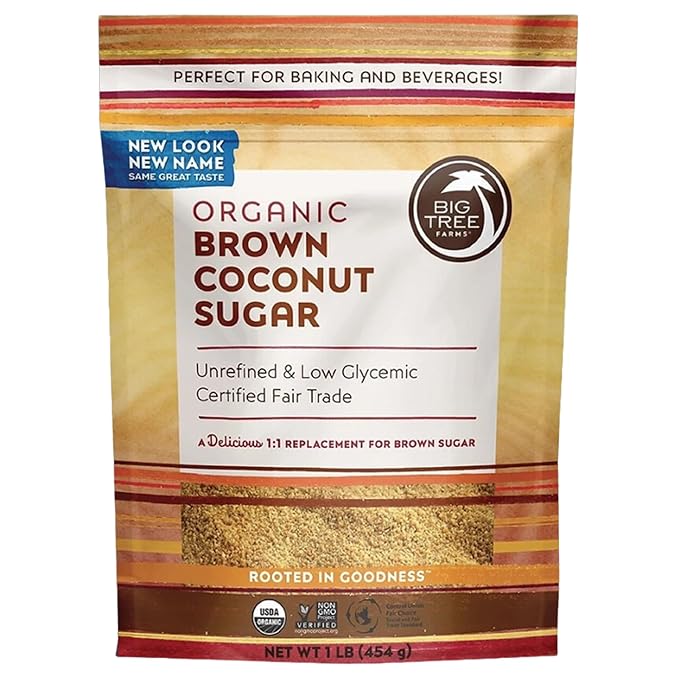 Big Tree Farms Organic Brown Coconut Sugar - Coconut Palm Sugar, Unrefined, Fine Crystals, Cane