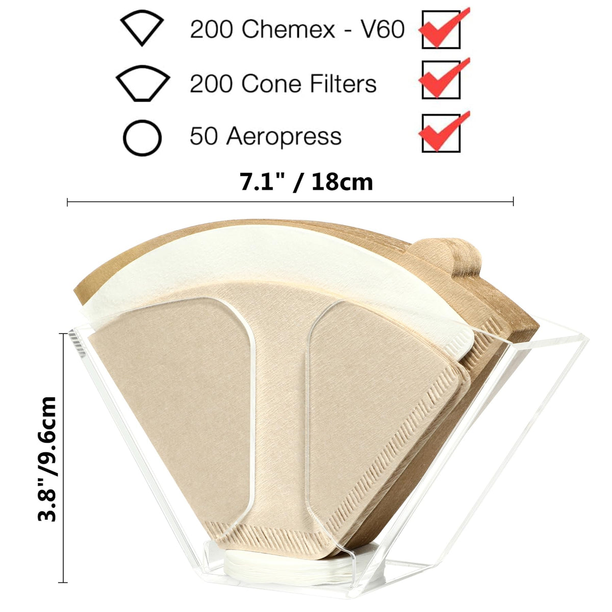 Kamehame Coffee Filter Holder, Wall Mount Coffee Filter Dispenser Rack, Clear Acrylic Storage