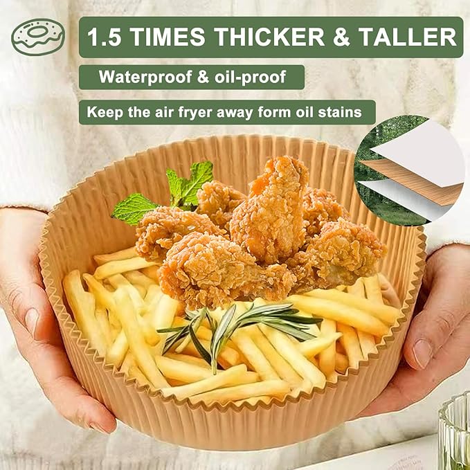 Air Fryer Liners,Disposable Airfryer Paper Liners,Non-Stick Oil-proof Water-proof for Easy Cleanup