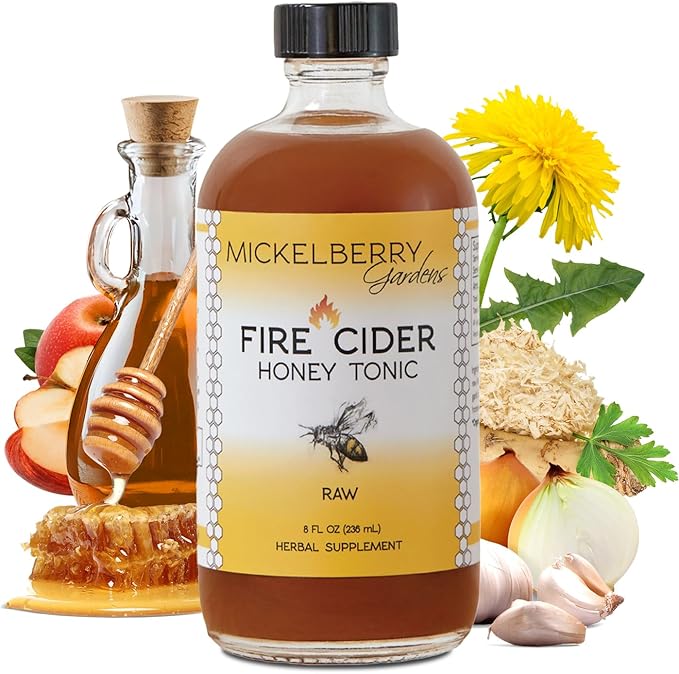 Mickelberry Gardens Fire Cider Apple Cider Vinegar Honey Tonic with Organic Turmeric Root, Ginger