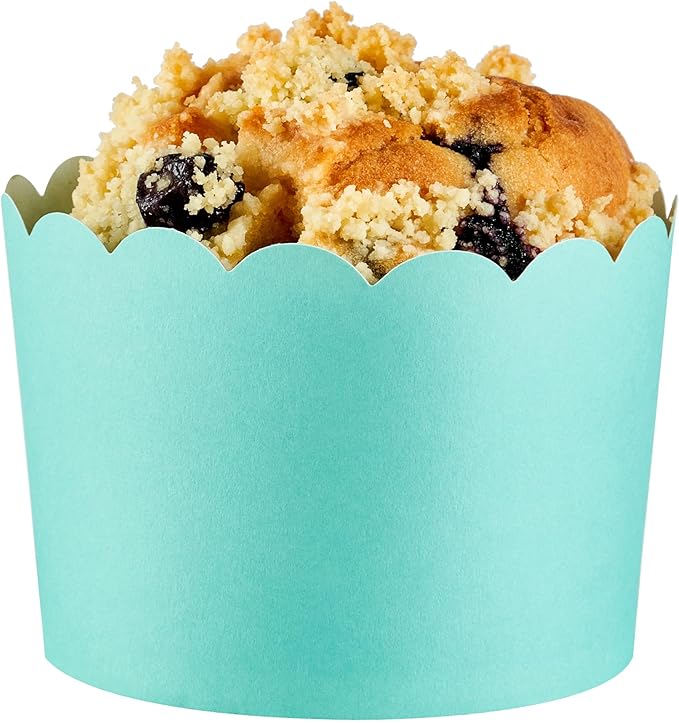 Panificio 10 Ounce Cupcake Wrappers, 200 Scalloped Baking Cups - Oven-Ready, Greaseproof, Turquoise