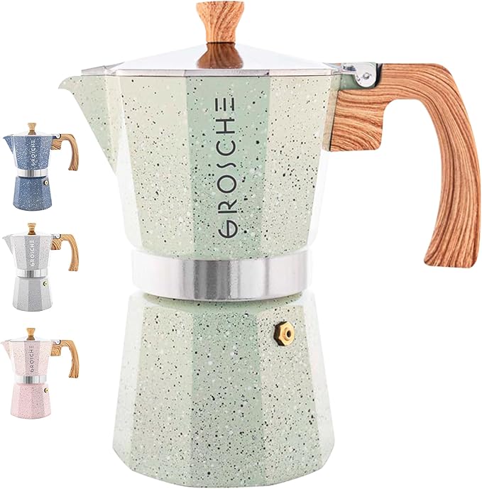 GROSCHE Milano Moka pot, Stovetop Espresso maker, Greca Coffee Maker, Stovetop coffee maker and