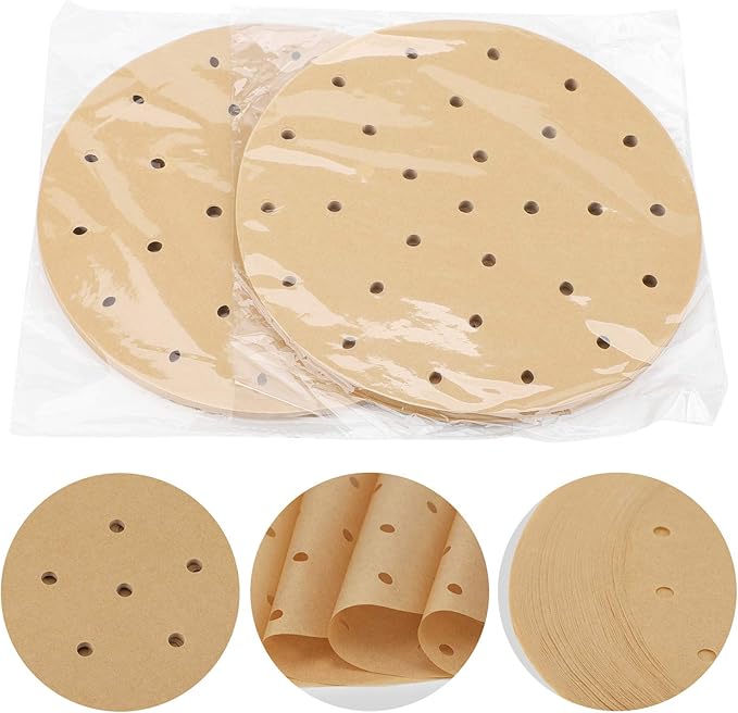 Beasea Air Fryer Parchment Paper 8 Inch, 200pcs Unbleached Fryer Disposable Paper Liners Round Air