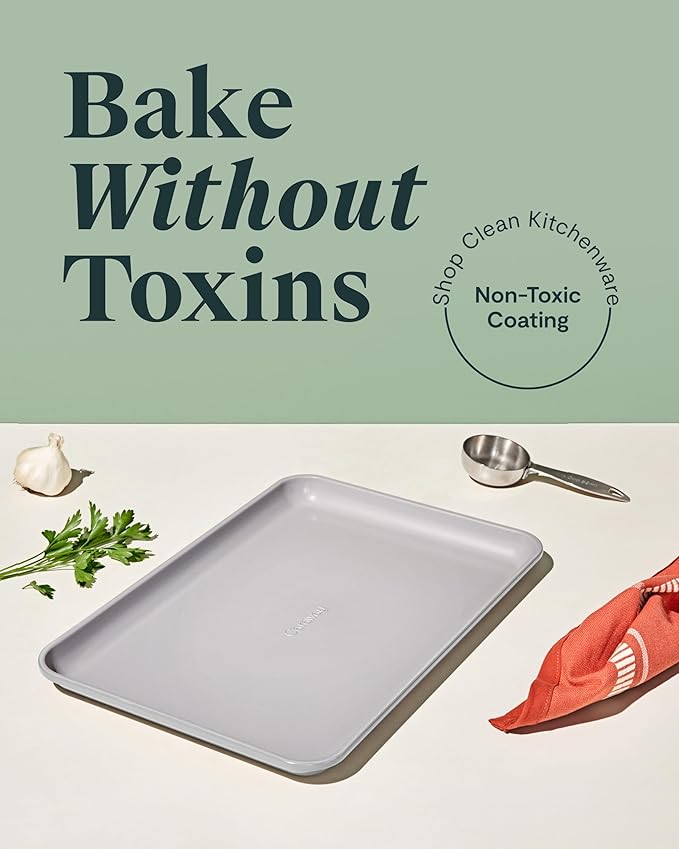 Caraway Non-Stick Ceramic Medium Baking Sheet - Naturally Slick Ceramic Coating - Non-Toxic, PTFE &