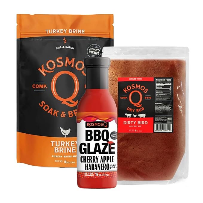 Kosmos Q Complete Turkey Brine Kit - Full Seasoning Kit with Turkey Brine, Dirty Bird Spice Shaker