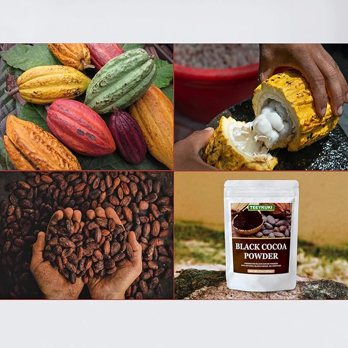 Black Cocoa Powder, 7.0oz(200.0g), Premium Food Grade Black Cocoa Powders for Cooking & Baking