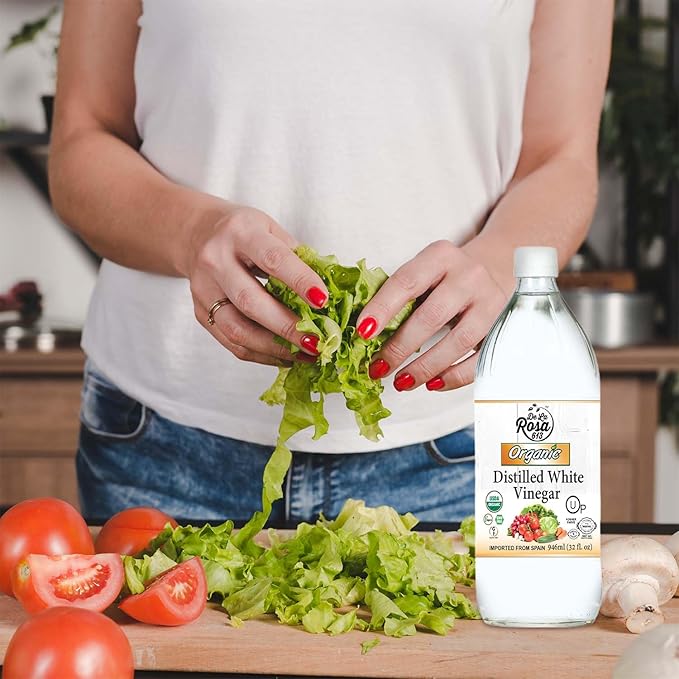 De La Rosa Organic Distilled White Vinegar, White Vinegar Raw & Unfiltered, Kosher for Passover