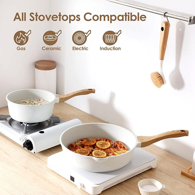 SENSARTE Nonstick Ceramic Cookware Set 13-Piece, Healthy Pots and Pans Set, Non-toxic Kitchen
