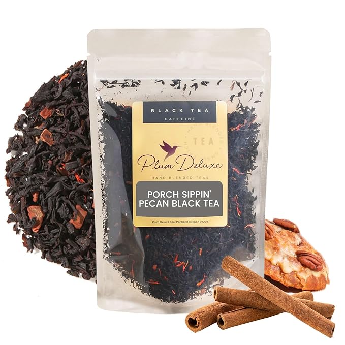 Pecan Black Loose Leaf Tea – Whole Leaf Blend with Pecan Essence and Cinnamon – Caffeinated – No