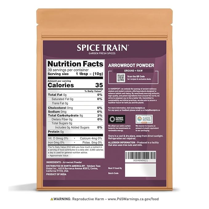 Arrowroot Powder (397g/14oz) Natural Thickener, Fine Ground | Wheat Flour Substitute | Non GMO