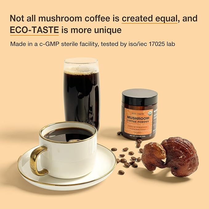Organic Mushroom Coffee – 30% Beta-Glucans, Arabica Instant Coffee Infused with Fungipure™
