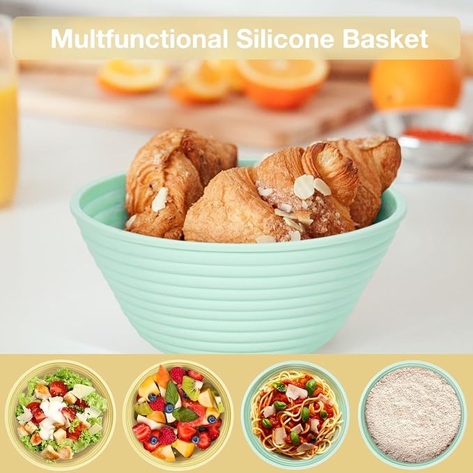 Silicone Banneton, Sourdough Bread Baskets (Set of 6, 5 Inch), Round Proofing Bread Bowls with