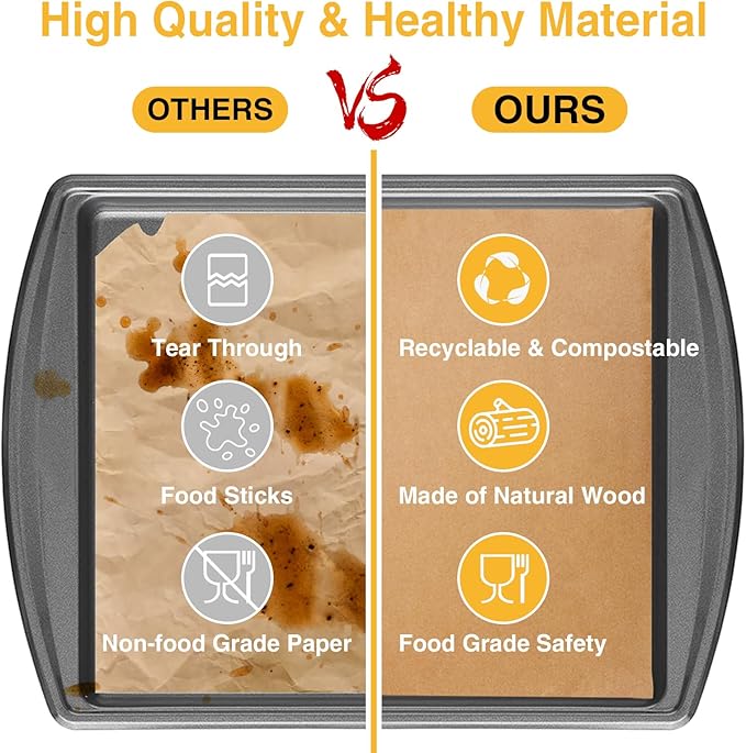 300 PCS Parchment Paper Sheets - OAMCEG 12x16 Inch No Chemical Non-Stick Unbleached Pre-Cut
