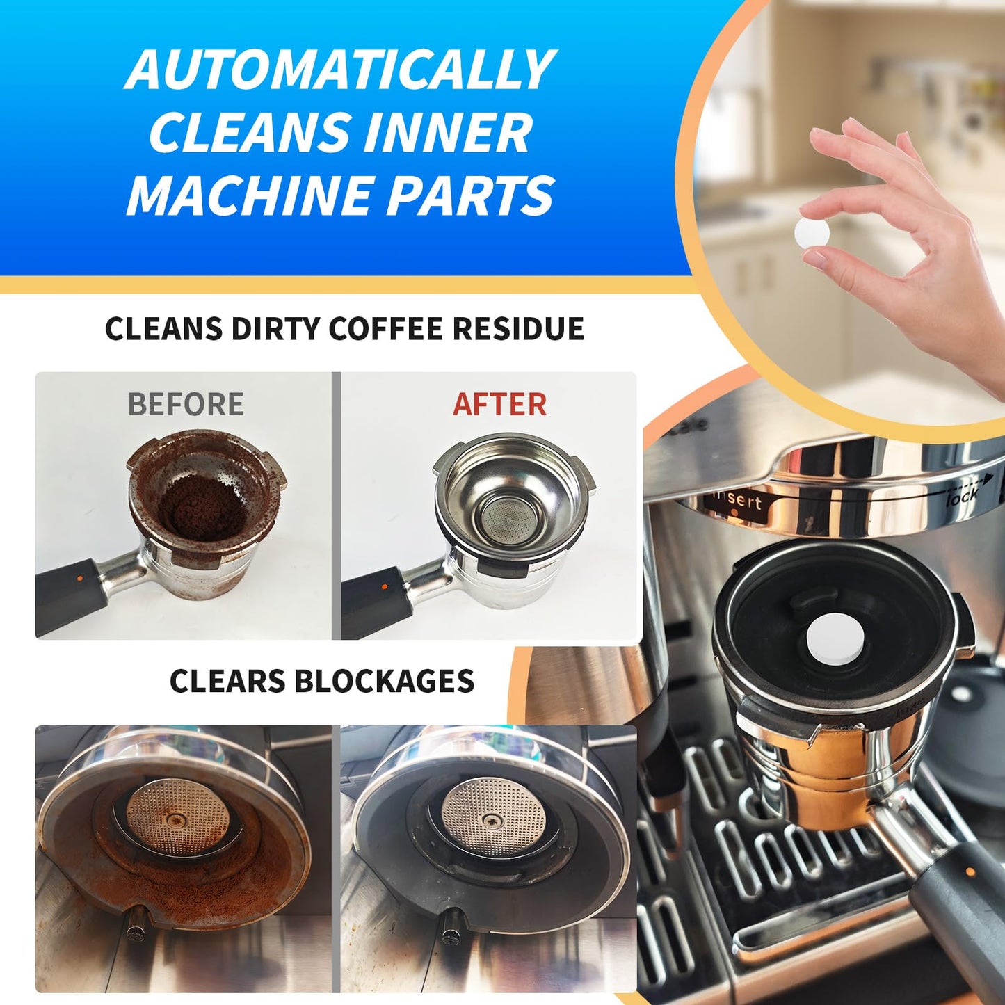 OCTPLAY ​Espresso Cleaning Supply Kit for Ninja Luxe Cafe, 6 Month Supply, Descale Packets