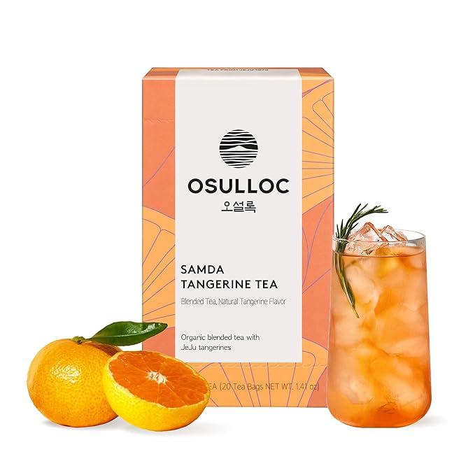 OSULLOC Tangerine Tea (Fresh Jeju Tangerine Flavor), Fruit tea Blend, Premium Teabags from Jeju