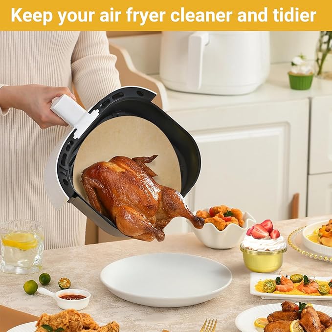 Beasea Air Fryer Round Liners 12 Inch, 200pcs Air Fryer Parchment Paper Unbleached Disposable Fryer