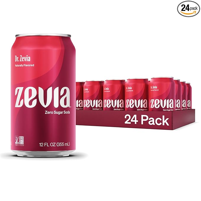Zevia Zero Sugar Soda, Dr. Zevia, 12 oz Cans (24-Pack) ??Naturally Sweetened, Zero Calorie Sugar