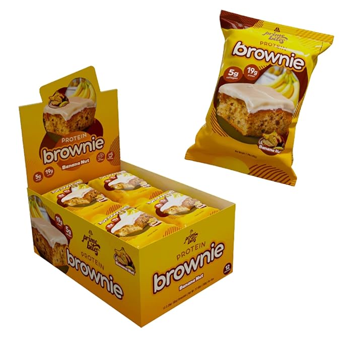 Prime Bites Protein Brownie, High Protein, Collagen Fortified Low Sugar Treat, Delicious Snack - 12