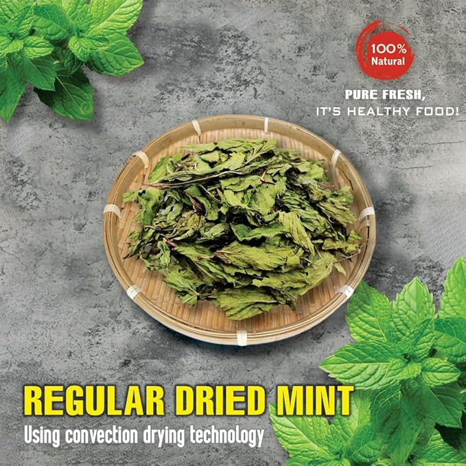 REGULAR DRIED MINT 5.29 Oz (150g) VIETFARMFOOD: Natural pure, convection dried seasoning made from