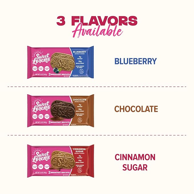 Sweet Loren's Vegan Breakfast Biscuits | Cinnamon Sugar | 4g Protein, 19g Whole Grains | Plant