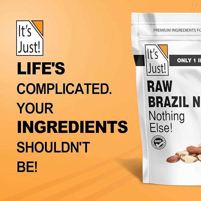 It's Just - Raw Brazil Nuts, 2lb, Unsalted, Non-GMO, Keto Friendly, Vegan, No PPO, Large, Premium