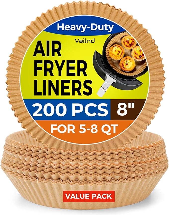 Air Fryer Liners for Ninja, 200 Pcs 8" Round Airfryer Paper Liners Disposable for Oven, Pans &