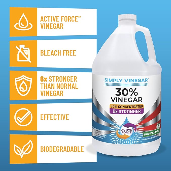 30% Vinegar – Pure Concentrated Active-Force Vinegar for Cleaning, Home, and Garden, 128 oz