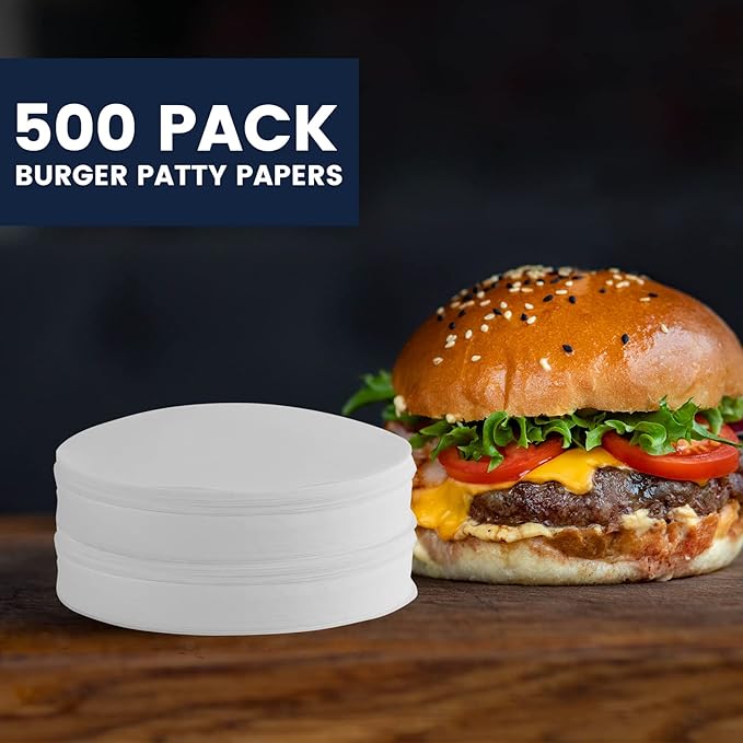 Yenmoz 500 PCS 4.5 Inch Hamburger Patty Paper White Parchment Paper Rounds Non-Stick Food Grade