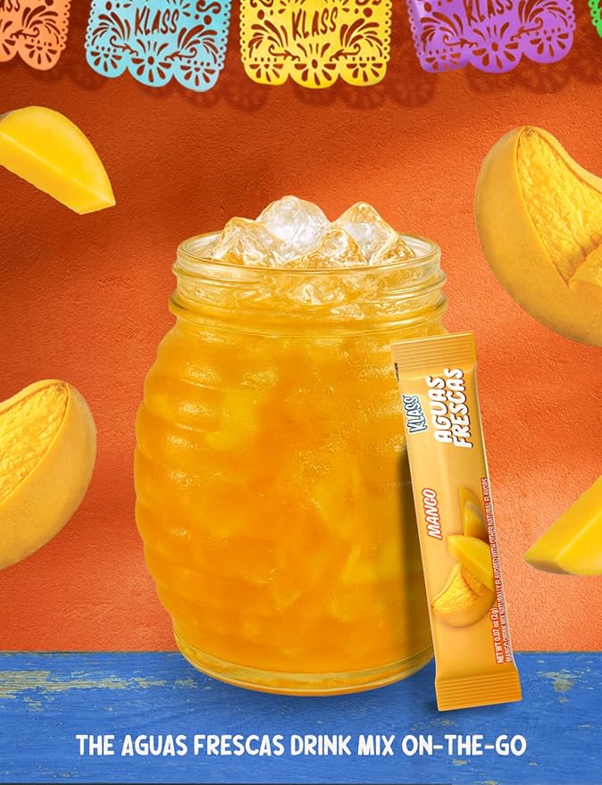 Klass Aguas Frescas Powdered Drink Mix | 44 Sugar Free Powder Packets | Flavors - Mango Watermelon
