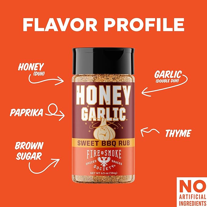 Fire & Smoke Society Honey Garlic BBQ Rub | Seasonings and Rubs for Smoking and Grilling | Pulled