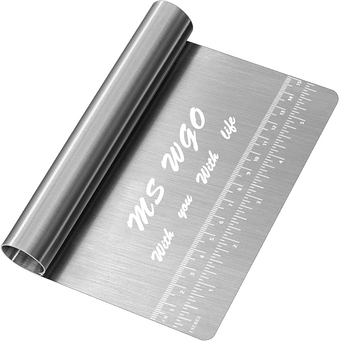 Pro Dough Pastry Scraper/Cutter/Chopper Stainless Steel Mirror Polished with Measuring Scale