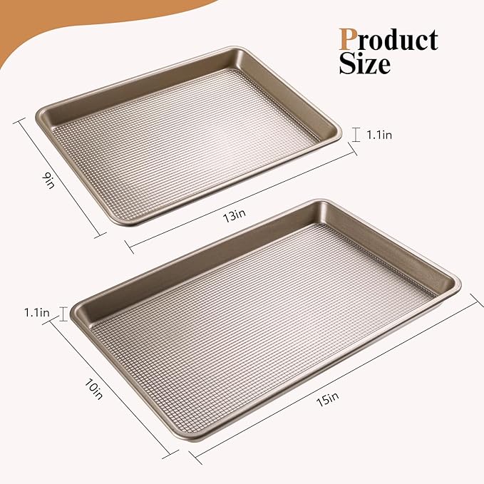 2 Piece Professional Baking Pan Set, Nonstick Bakeware Set, Heavy Duty Thick Cookie Sheets for