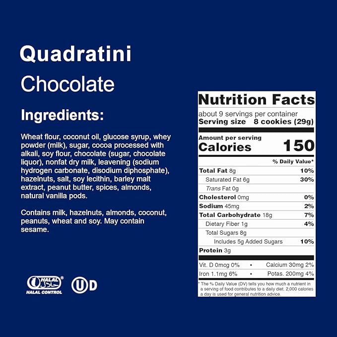 Loacker Quadratini Variety Pack Wafer Cookies LARGE - 30% Less Sugar - Mix of Hazelnut, Dark