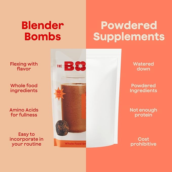 The Bomb Co. Blender Bomb, Peanut Butter Blast, Superfood Smoothie Mix with Chia Seeds, Hemp Seeds