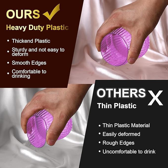 40 Pack Plastic Ribbed Wine Glasses, 14Oz Origami Disposable Wine Glasses Unbreakable Clear Plastic