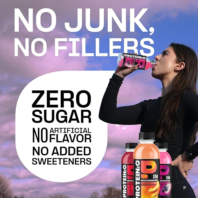 Protein2o Hydration Drink - 2-in-1 Liquid Clear Whey Protein Isolate and Electrolyte Drink - 15g