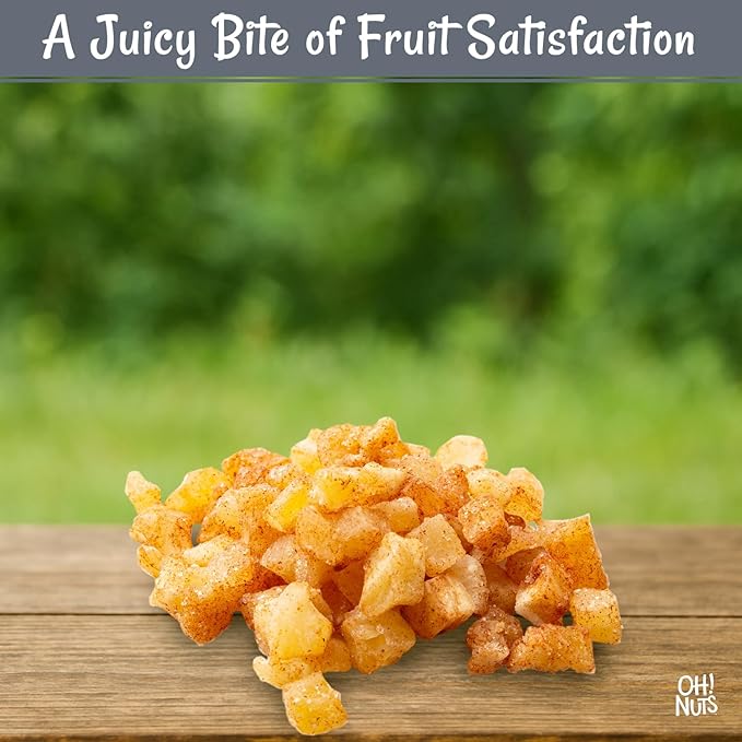 Oh! Nuts Dried Cinnamon Apple - 1 LB - Sweetened Dried Fruit Diced - Dehydrated Fruit Bites