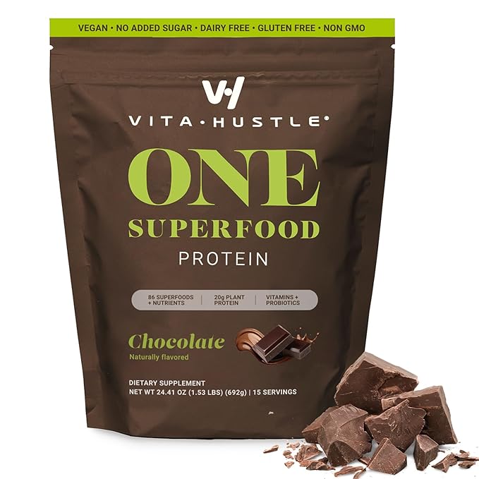 VitaHustle ONE Meal Replacement Shake - Plant Based Protein Powder by Kevin Hart - Vegan, Meal