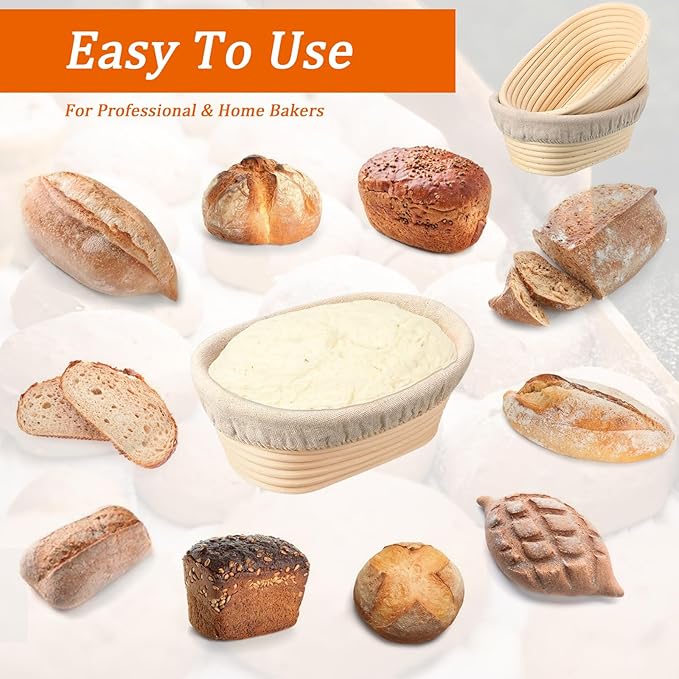 6 inch Oval Mini Banneton Bread Proofing Basket Small Sourdough Bread Baking Supplies Set of 5