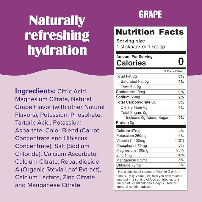 Ultima Replenisher Daily Electrolyte Powder Drink Mix ??Sugar Free ??Grape, 20 Stickpacks