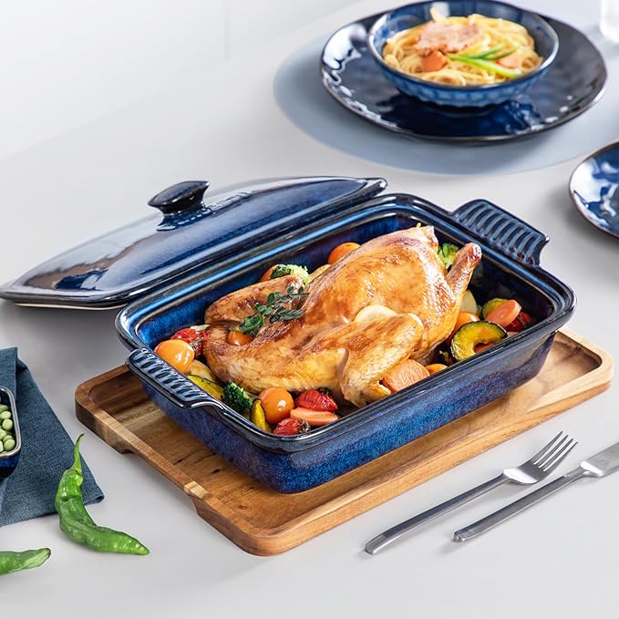vancasso Starry 3.8 Quart Casserole Baking Dish, large lasagna pan with lid, 9x13 inch Stoneware