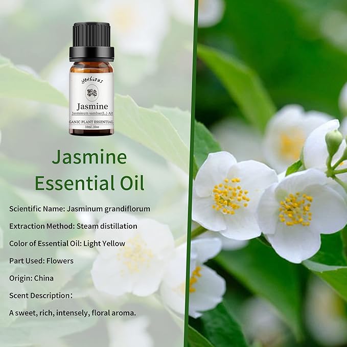 yethious Jasmine Essential Oils for Diffuser & Aromatherapy Pure Jasmine Oil for Skin Organic
