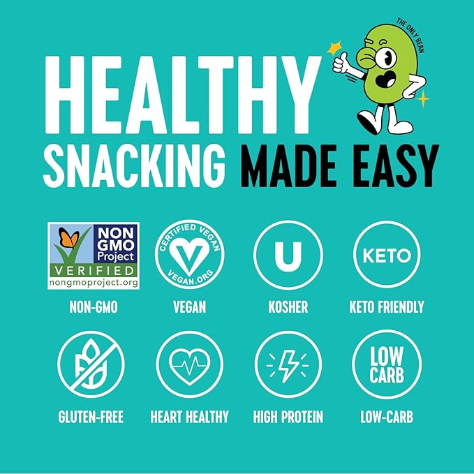 The Only Bean High Protein Snacks, Healthy Snacks for Adults and Kids, Vegan and Low Carb Snacks