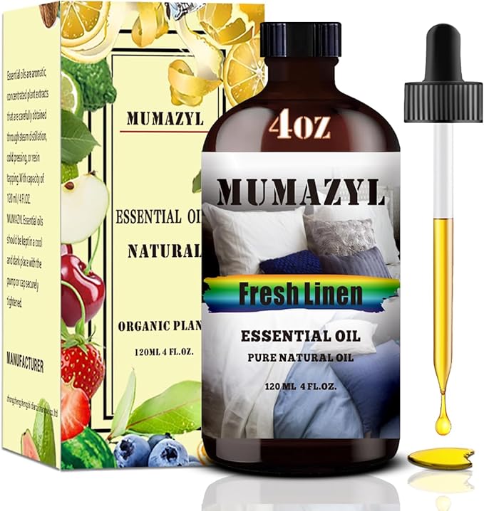 Fresh Linen Essential Oil, Fresh Linen Oil 4 Fl Oz 120ML for Diffuser Humidifier Yoga Cleaning DIY