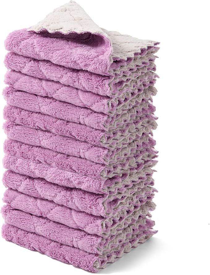 kimteny 12 Pack Dish Towels, 10x10 in Premium Dish Cloths, Super Absorbent Kitchen Towels Coral