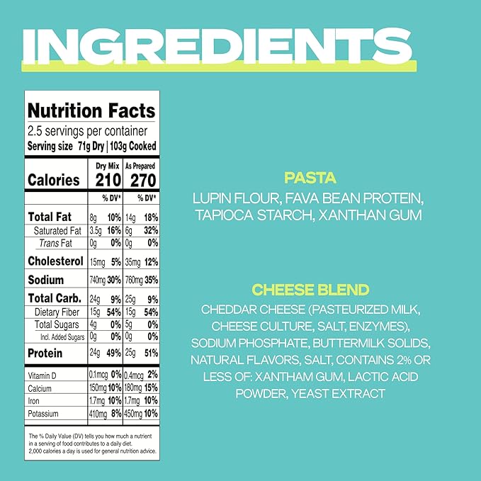 Kaizen High Protein White Cheddar Mac & Cheese - Low Carb, Keto Friendly, High Fiber, Gluten-Free